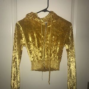 Fashion Nova Yellow Velvet Tracksuit Set